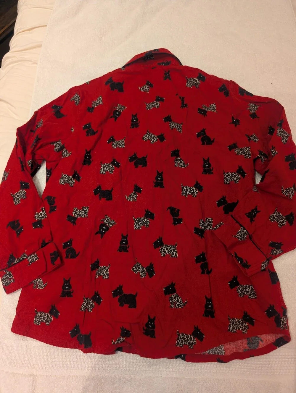 Vintage Adonna Red Scottie Dog 100% Cotton 2-Piece Pajama Set Large